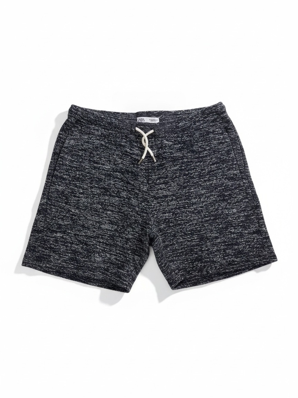 Zara Men's Black Heather Drawstring Athletic Shorts